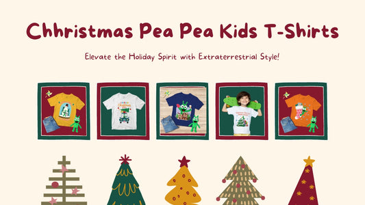 Festive Pea Pea Kids T-Shirts: Elevate the Holiday Spirit with Extraterrestrial Style!
