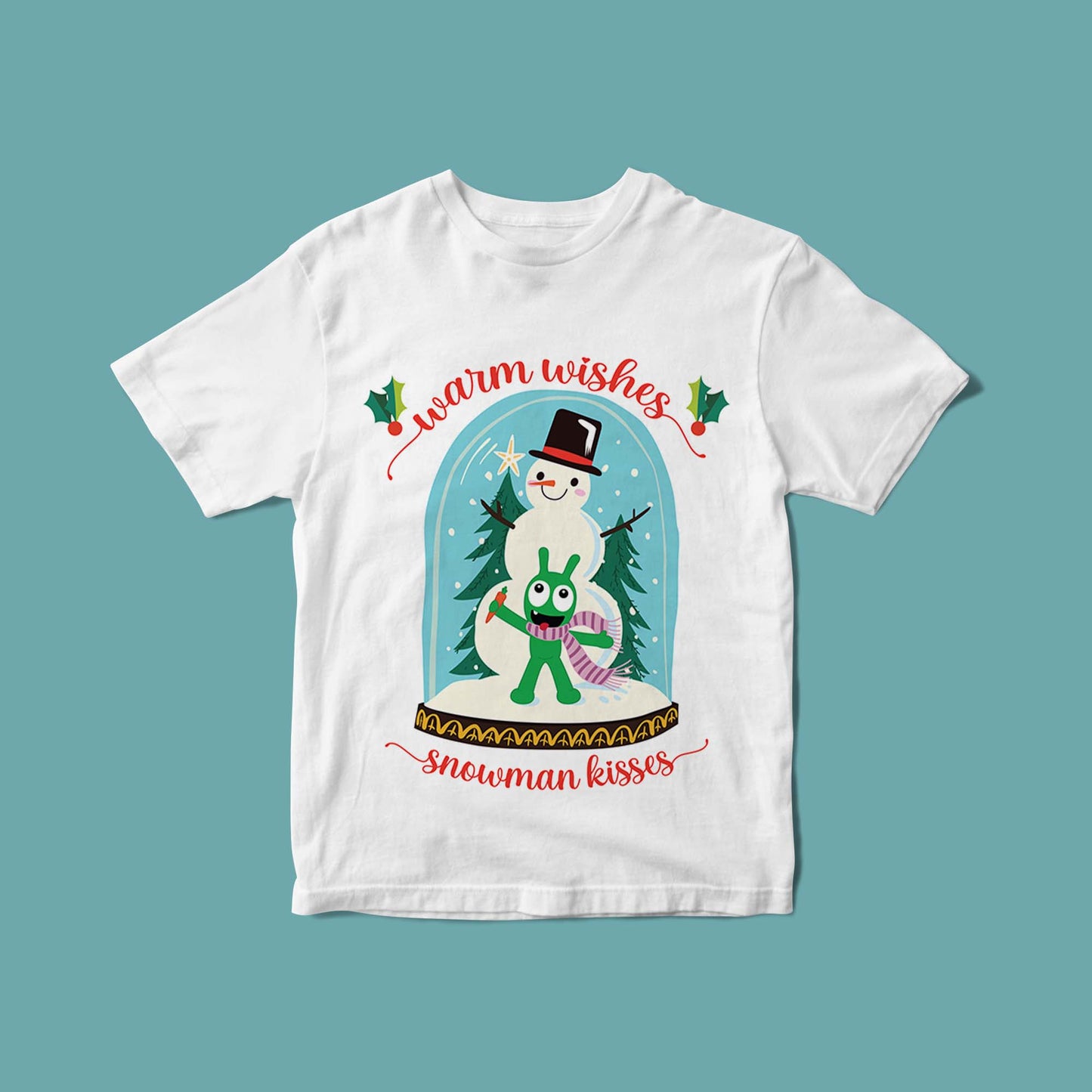 Pea Pea Snowman Kisses Christmas Youth T-Shirt, Pea Pea Xmas Shirts Gift For Kids Family Friends