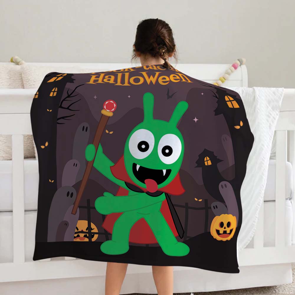 Pea Pea Dracula Halloween Cozy Soft Warm Fleece Blanket