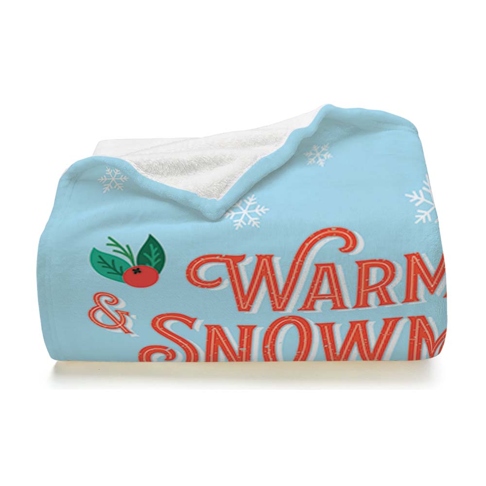 Pea Pea Snowman Kisses Christmas Cozy Soft Warm Fleece Blanket, Xmas Blanket Gift For Kids Family Friends