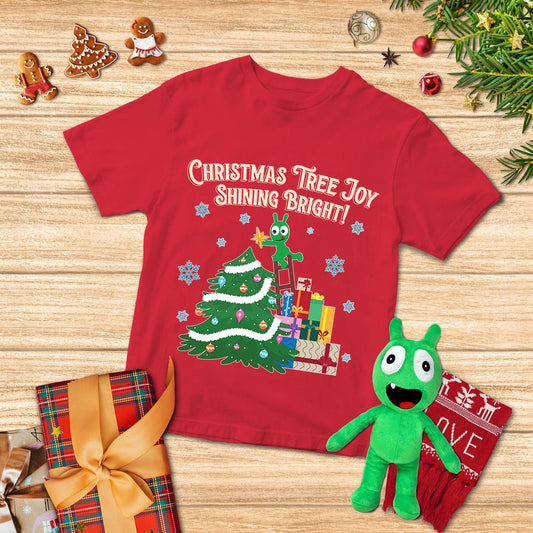 Pea Pea Christmas Tree Joy Youth T-Shirt, Pea Pea Xmas Shirts Gift For Kids Family Friends
