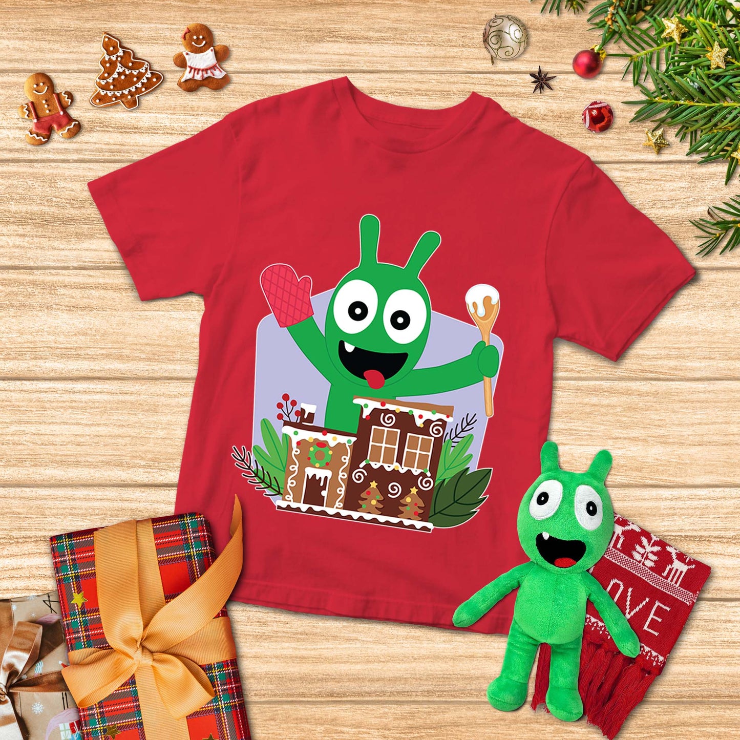 Pea Pea Christmas Gingerbread Youth T-Shirt, Pea Pea Xmas Shirts Gift For Kids Family Friends