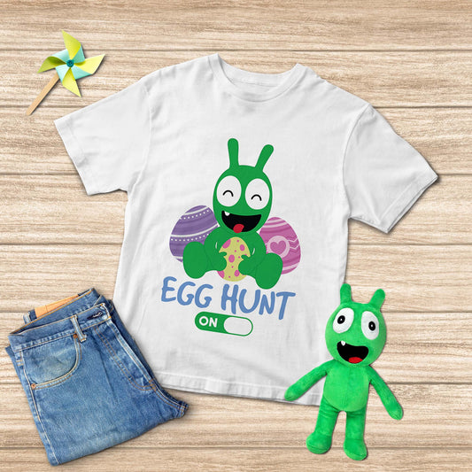 Modo de caza de huevos de guisante en camiseta juvenil