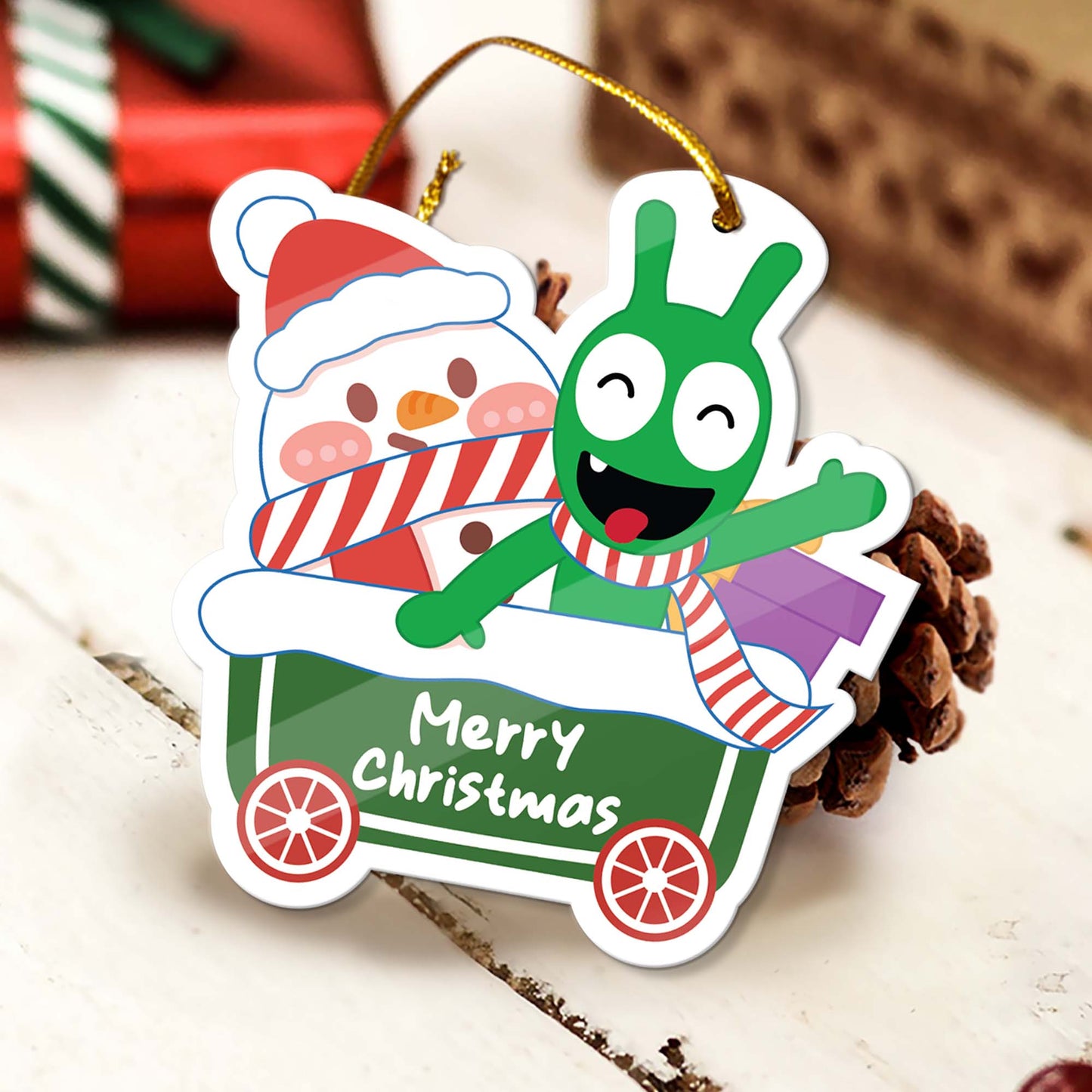 Pea Pea Snowman Christmas Custom Shaped Acrylic Ornament