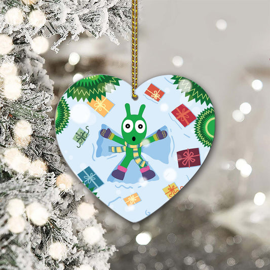 Pea Pea Play with Snow Christmas Wood/Acrylic Ornament
