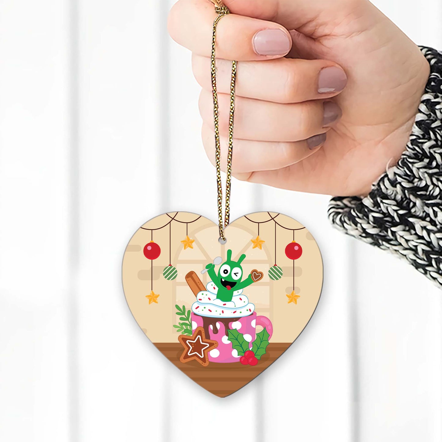 Pea Pea Christmas Cupcake Wood/Acrylic Ornament