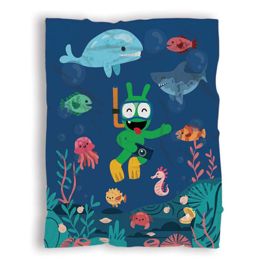 Pea Pea With Sea Animals Ocean Cozy Soft Warm Fleece Blanket
