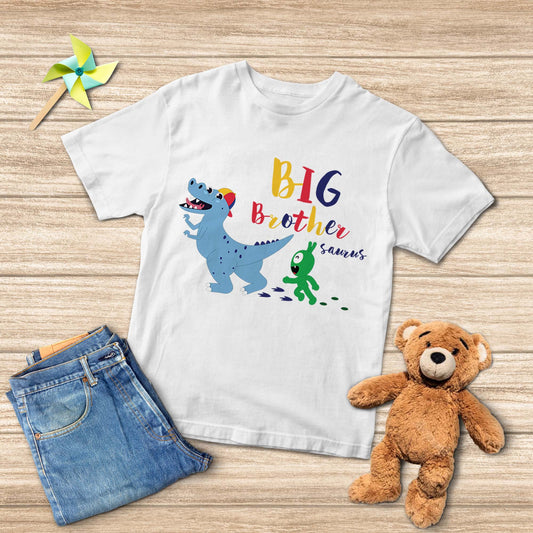 Pea Pea Big Brothersaurus T-shirt, Big Brother Dinosaur Shirts For Boys