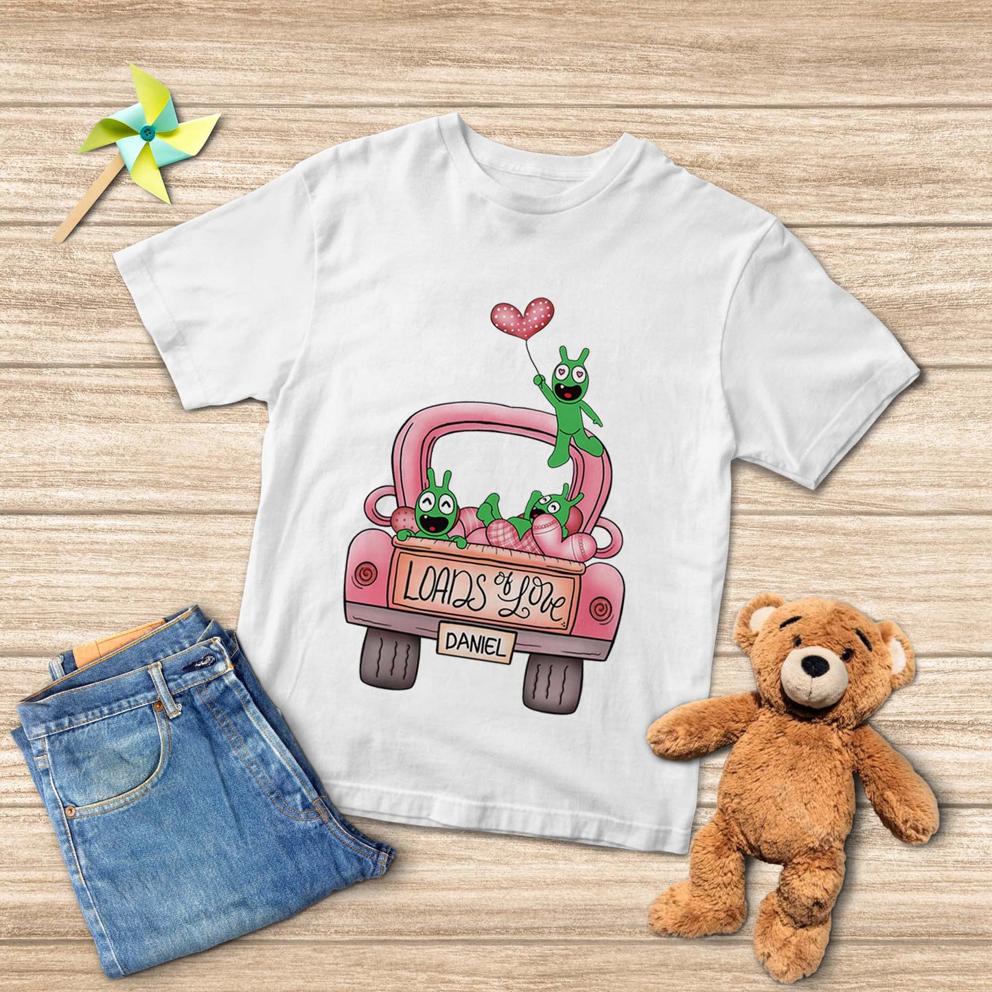Pea Pea Valentine Truck Loads of Love Camiseta personalizada para jóvenes