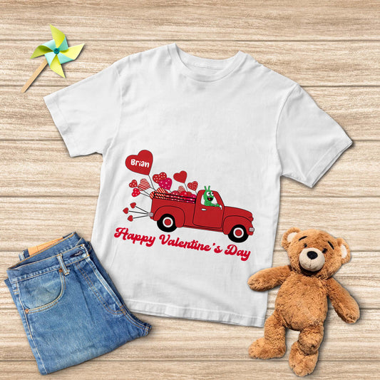 Pea Pea Valentine Balloon Red Truck Youth T Shirt