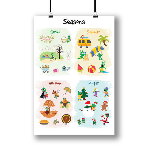 Seasons Of The Year With Pea Pea Poster For Kids