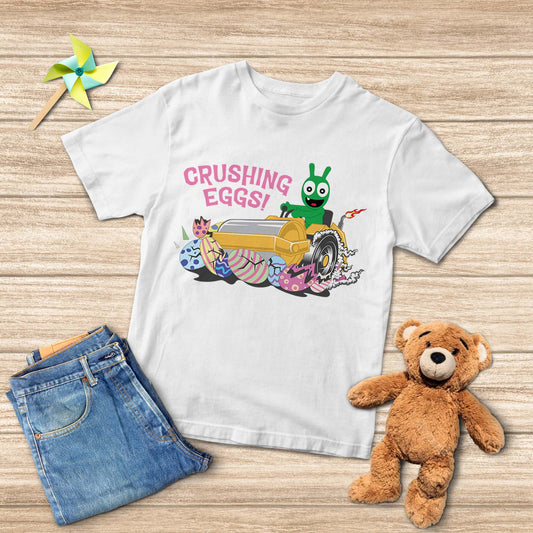 Pea Pea Crushing Easter Eggs Easter Youth T-Shirt, Easter Day Shirts For Boy Girl