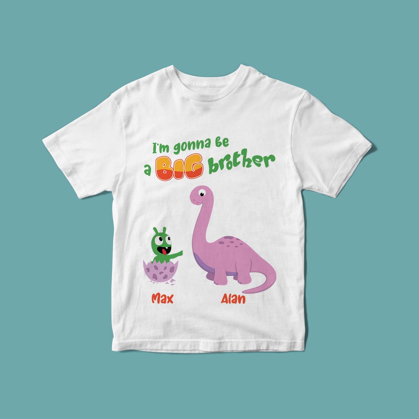 Pea Pea Big Brother Dinosaur Personalized Youth T Shirt For Kids