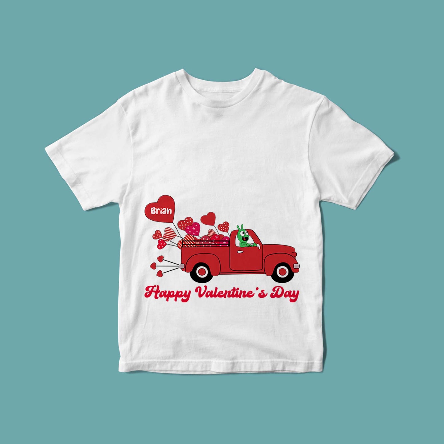 Pea Pea Valentine Balloon Red Truck Youth T Shirt