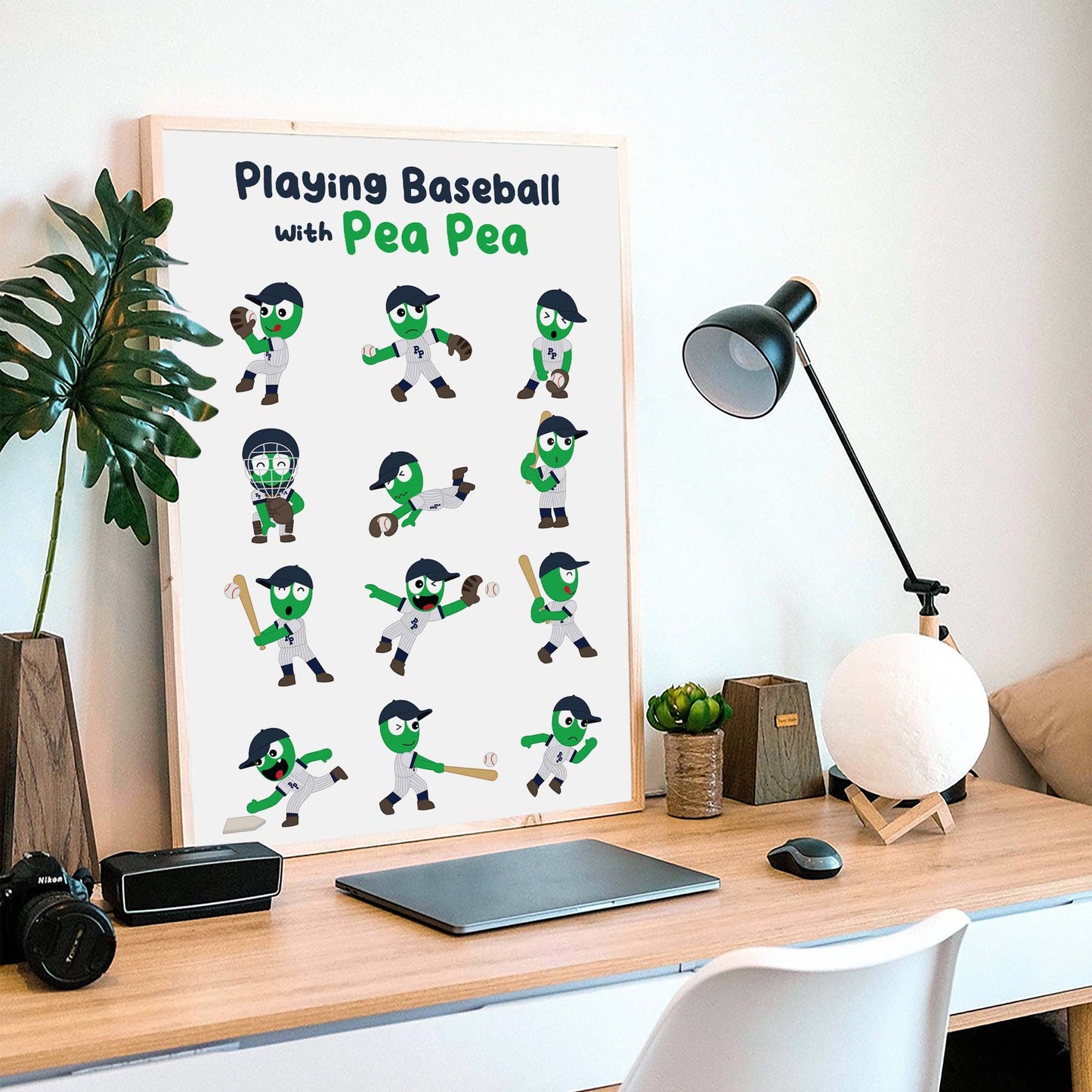 Pois Pois Baseball Pose Pépinière Poster