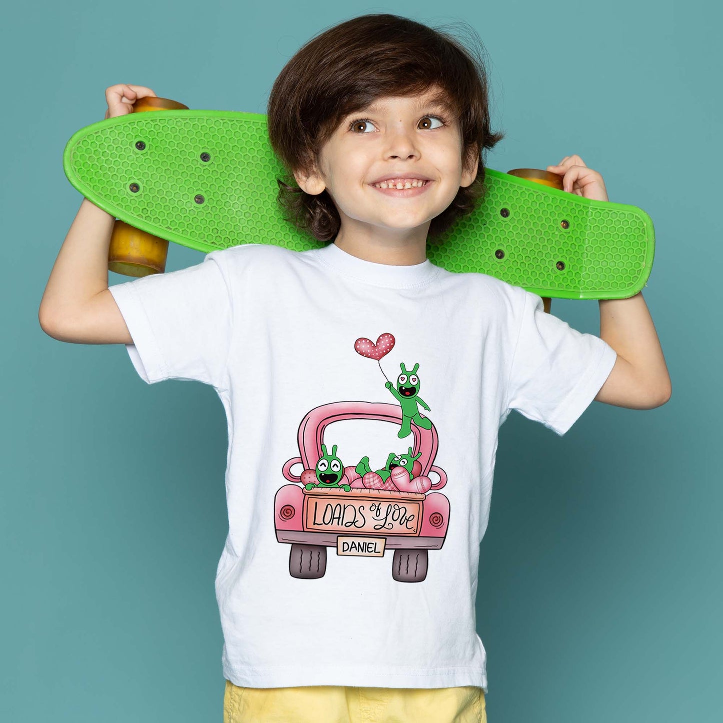 Pea Pea Valentine Truck Loads of Love Personalized Youth T Shirt