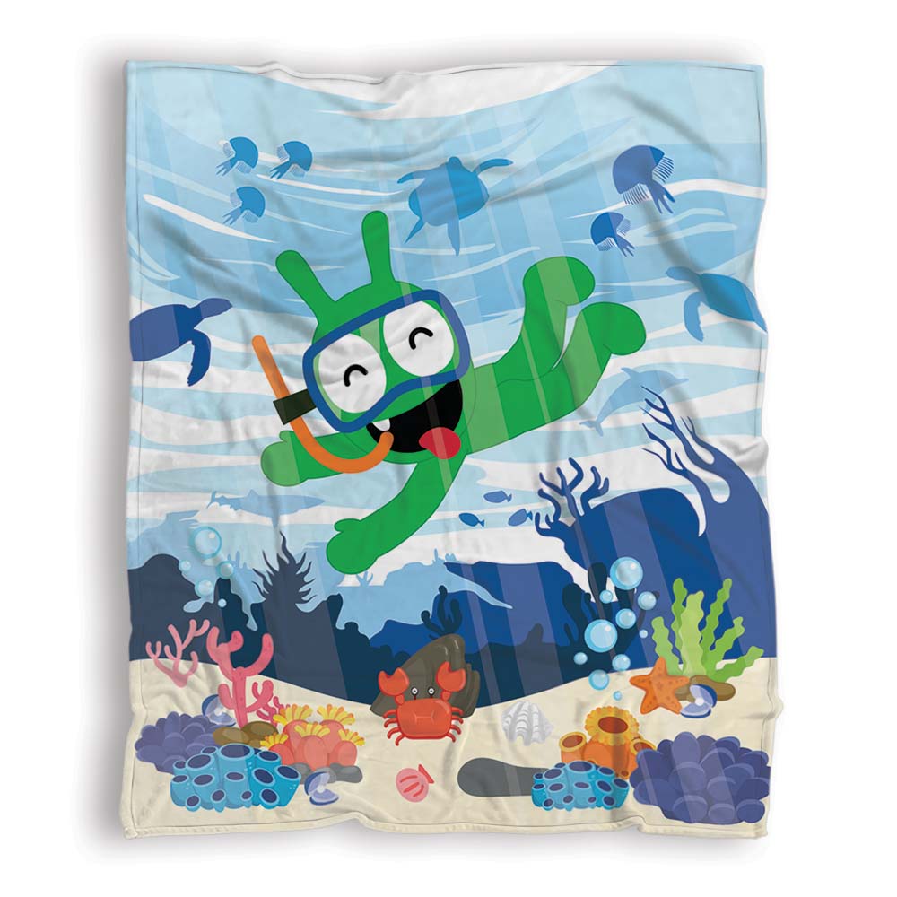 Pea Pea Funny Alien Diving For Corals Cozy Soft Warm Fleece Blanket