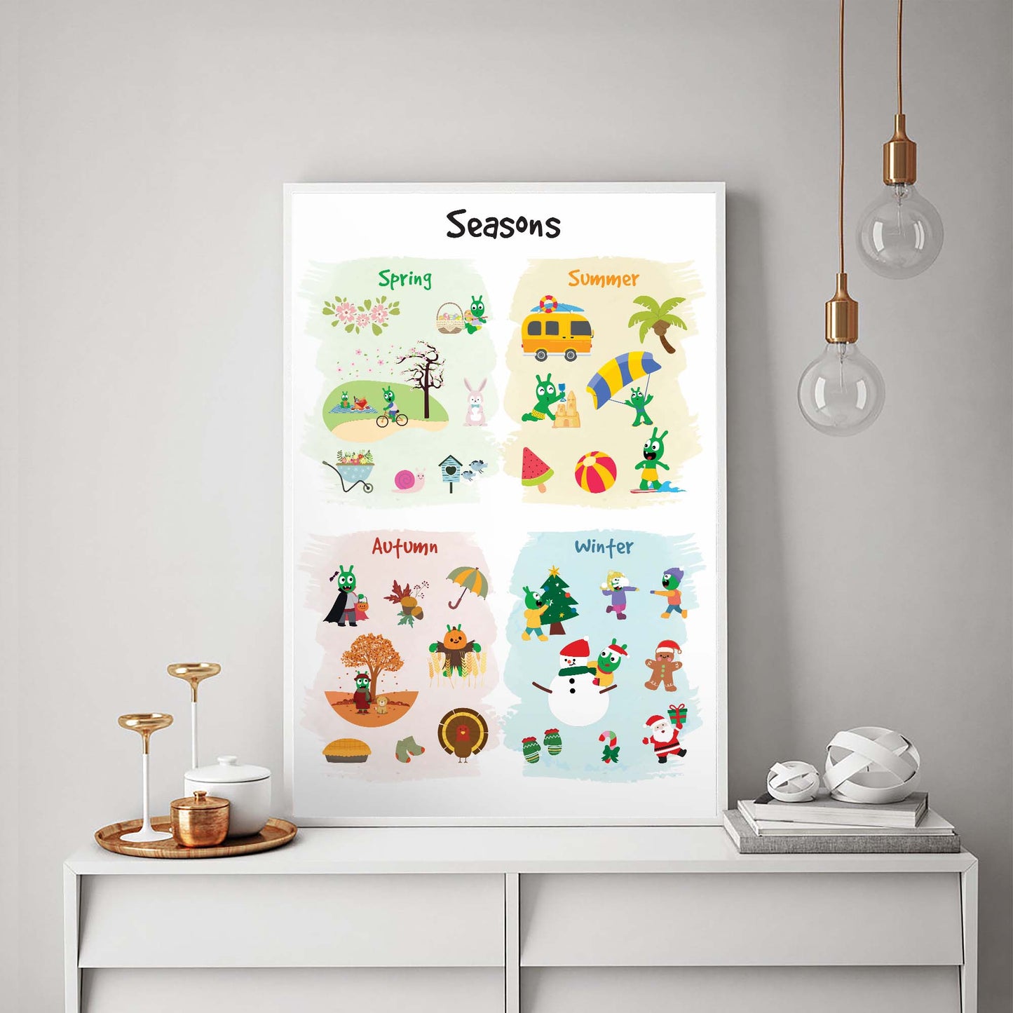 Seasons Of The Year With Pea Pea Poster For Kids – peapeastore.com