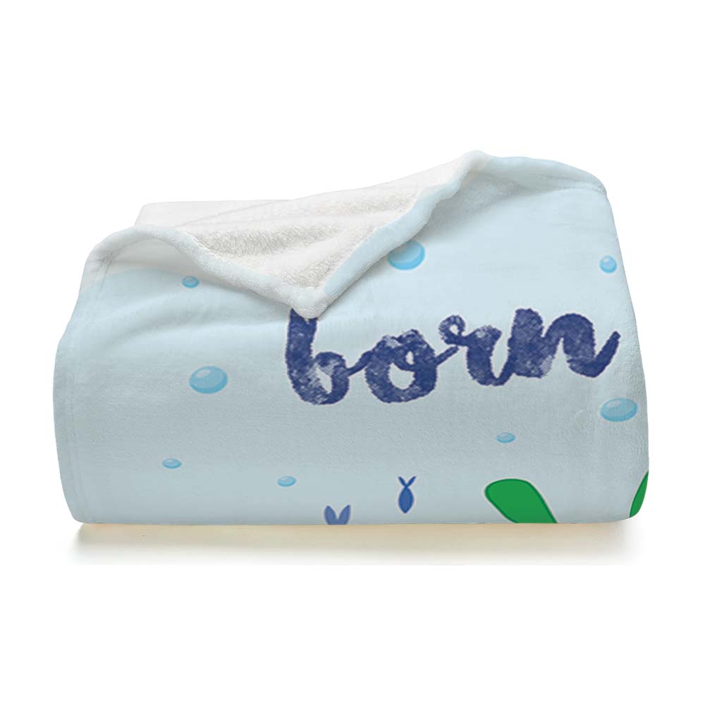 Pea Pea Born To Dive Fleece Blanket, Pea Pea Ocean Theme Blankets