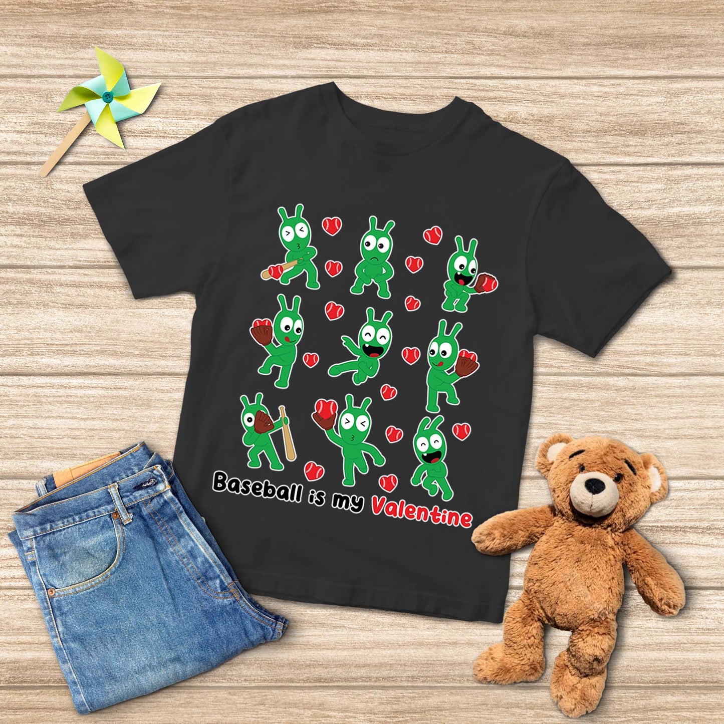 Baseball Is My Valentine Pea Pea Youth T-Shirt, Pea Pea Baseball Shirts Gift For Sport Lovers