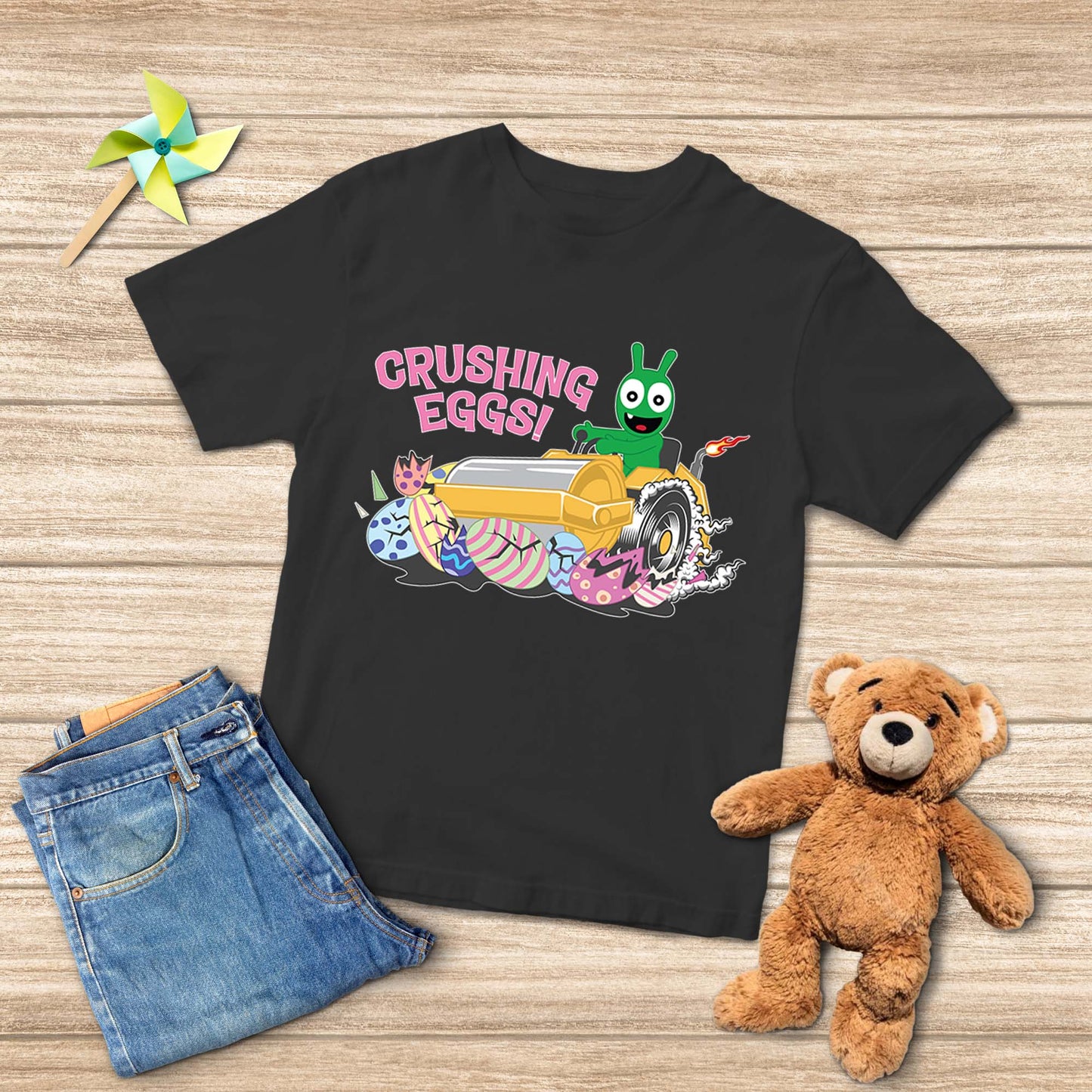 Pea Pea Crushing Easter Eggs Easter Youth T-Shirt, Easter Day Shirts For Boy Girl