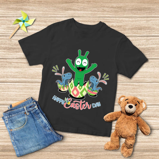 Pea Pea Pops Up Easter Eggs With Dino T-Rex Youth T-Shirt