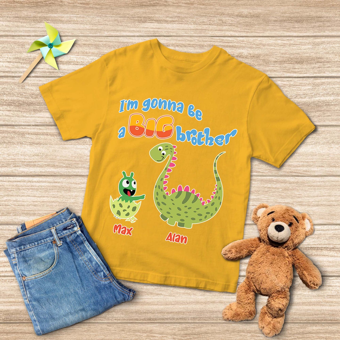 Big Brother Dinosaur Pea Pea T-shirt personnalisé pour jeune