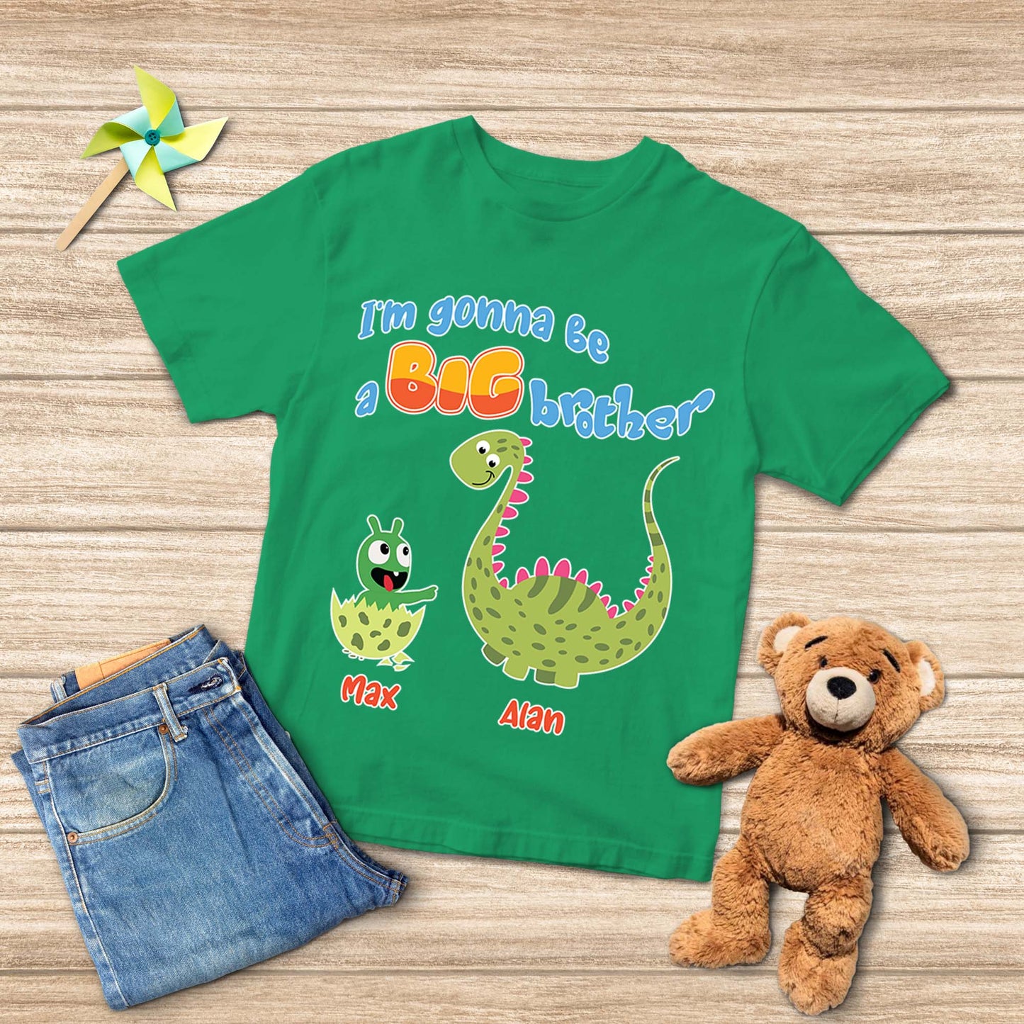 Gran Hermano Dinosaurio Guisante Guisante Personalizada Juventud Camiseta