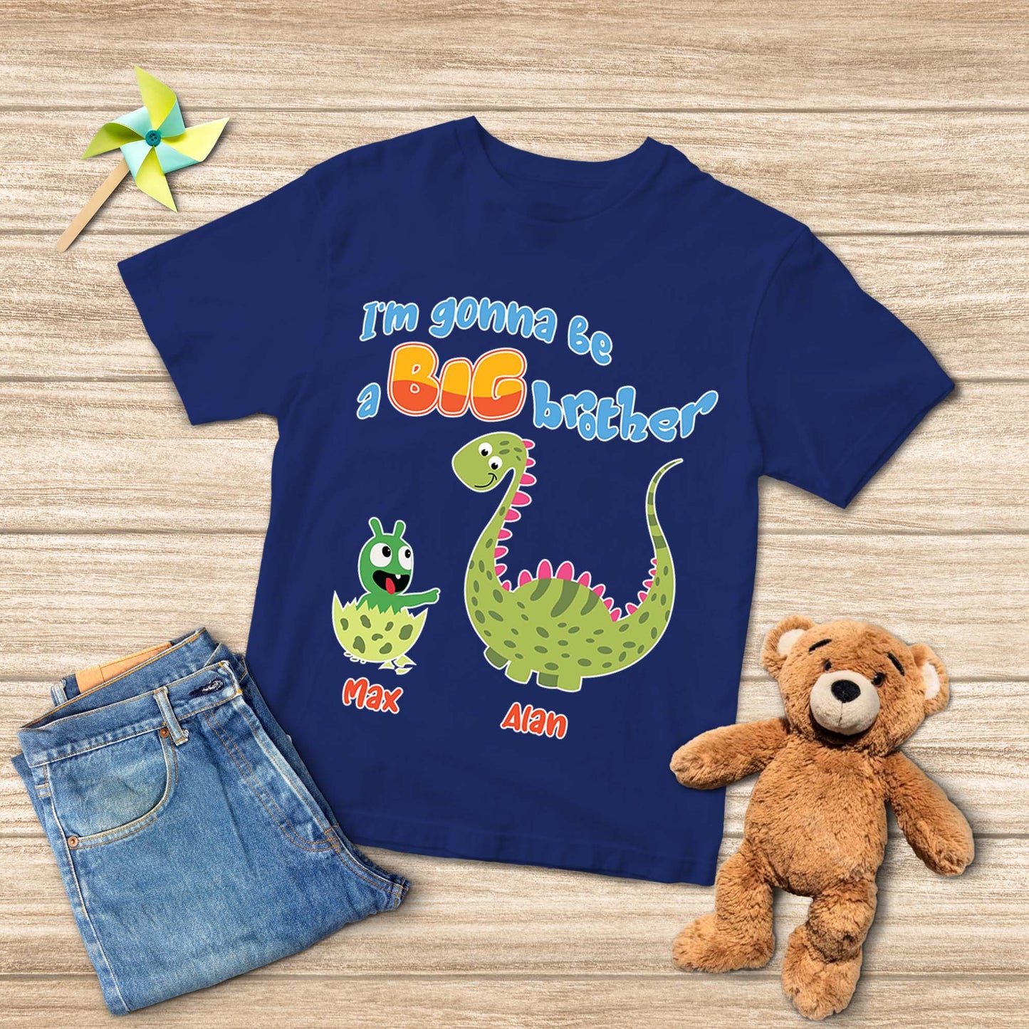 Personalized Big Brother Dinosaur Pea Pea Youth T Shirt