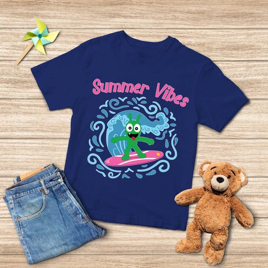 Pea Pea Surfing Summer Vibes Youth T Shirt