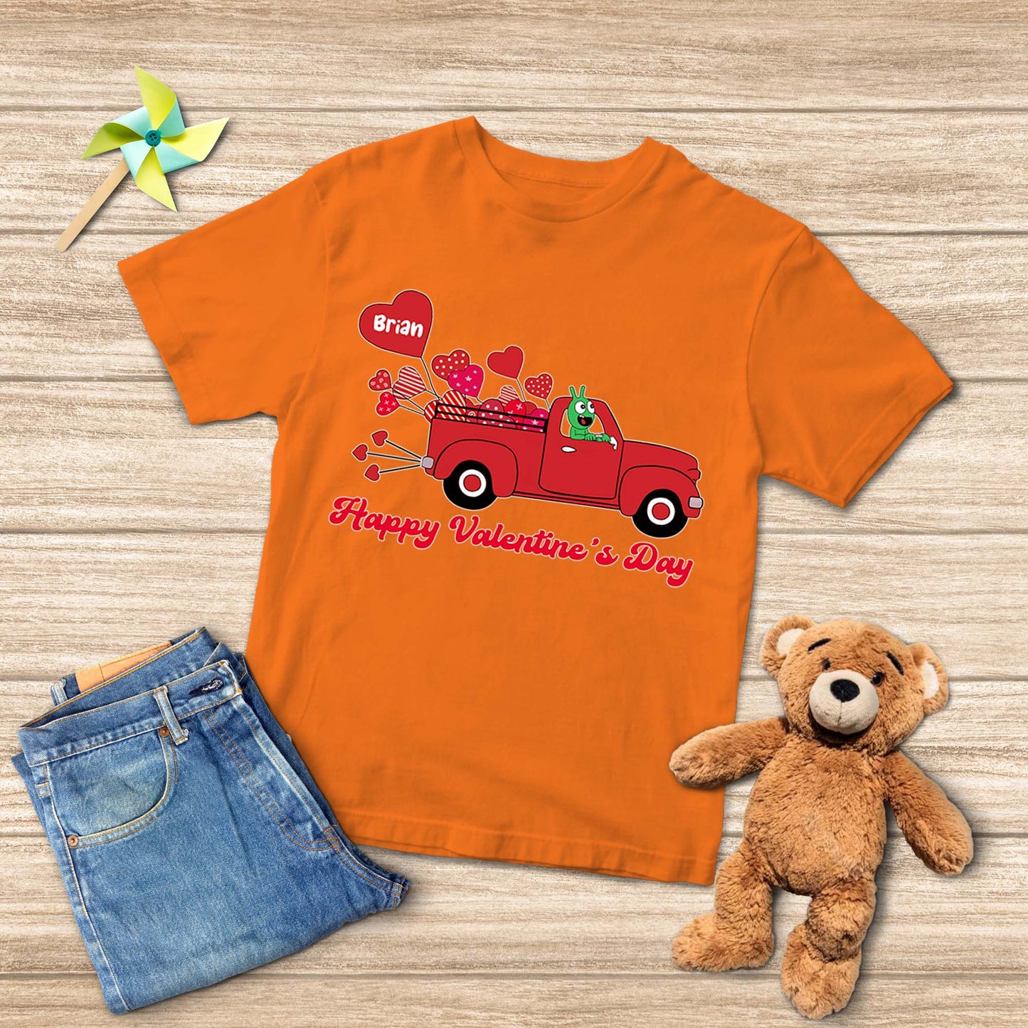 Pea Pea Valentine Balloon Red Truck Youth T Shirt