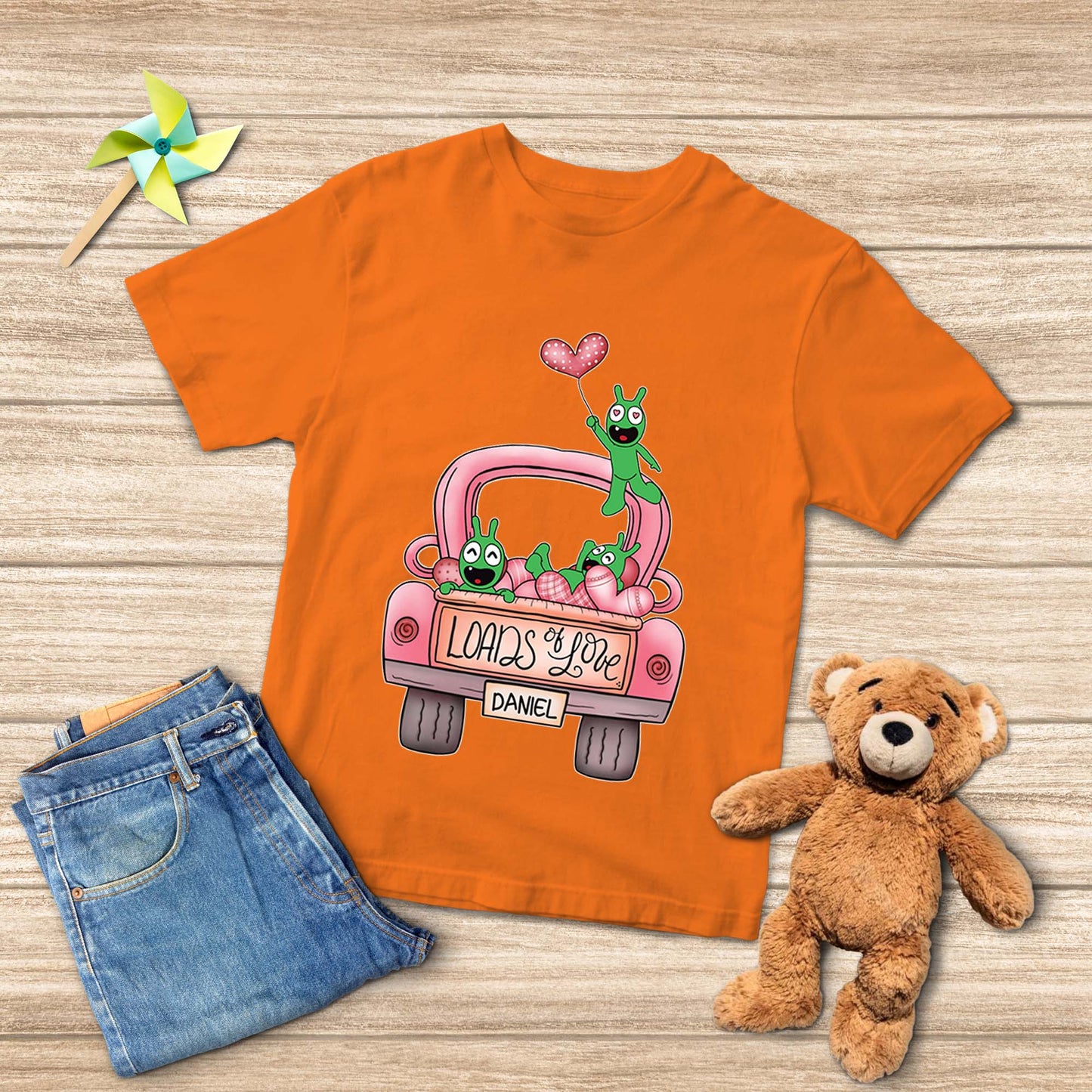 Pea Pea Valentine Truck Loads of Love T-shirt personnalisé pour les jeunes