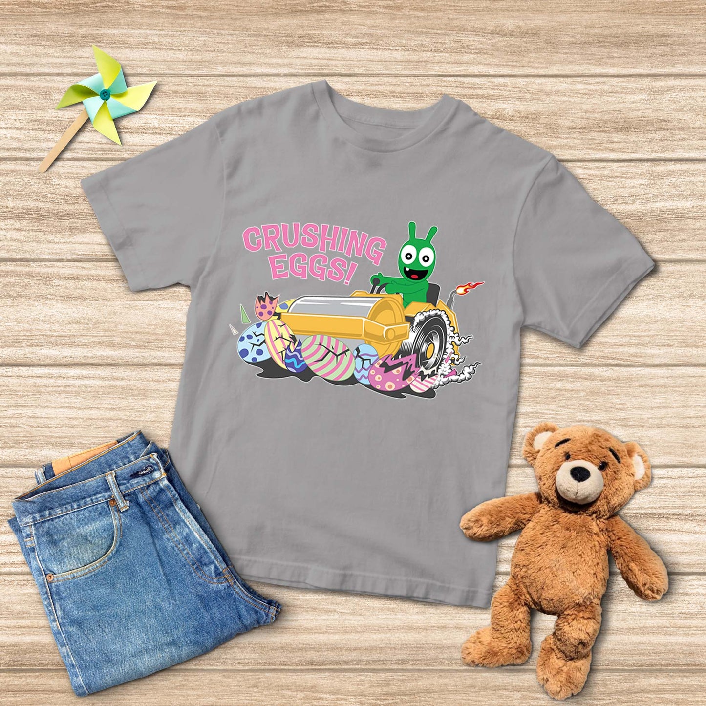 Pea Pea Crushing Easter Eggs Easter Youth T-Shirt, Easter Day Shirts For Boy Girl