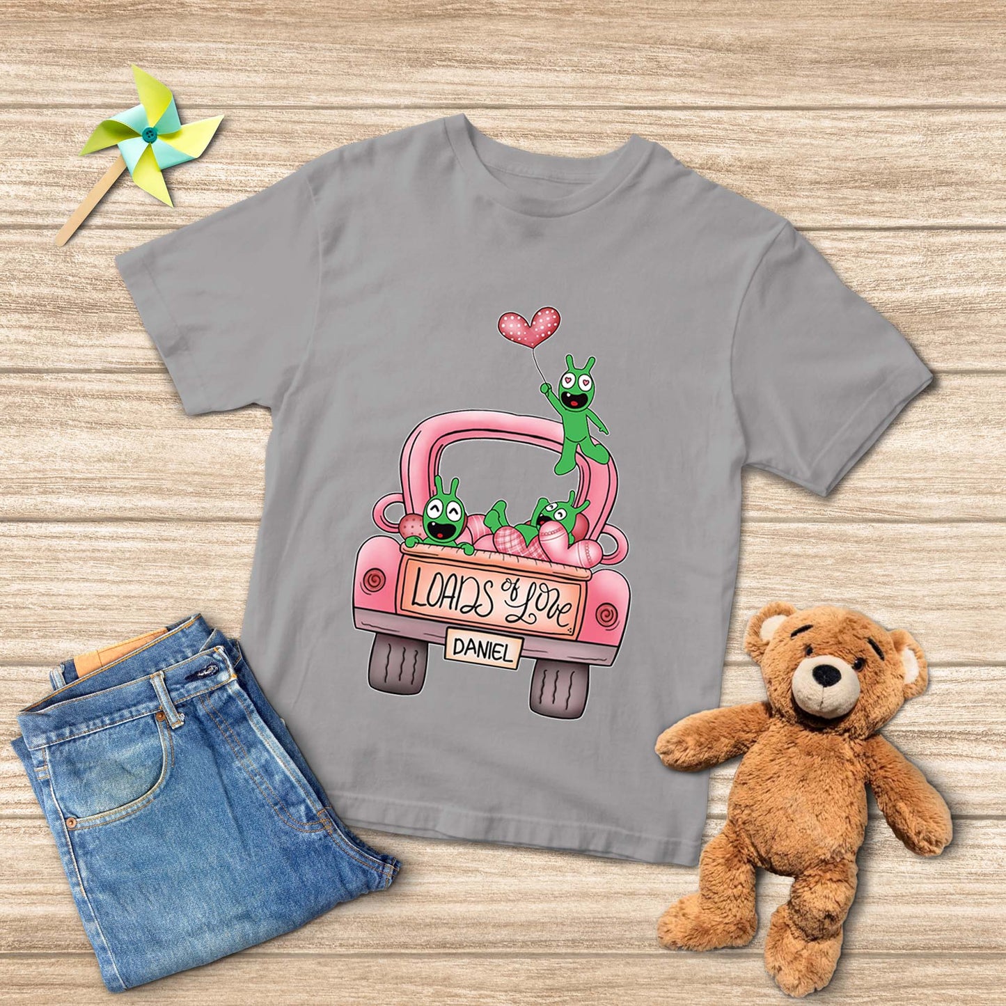Pea Pea Valentine Truck Loads of Love Personalized Youth T Shirt